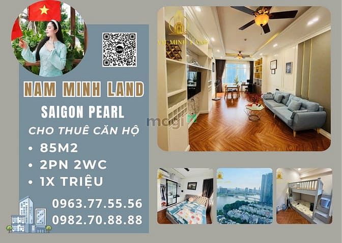 Cho thuê căn hộ 2PN Saigon Pearl - 85m² giá 19.5 triệu - View sông tuyệt đẹp!