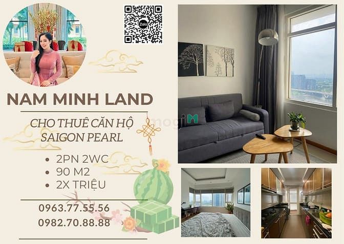 Cho thuê căn hộ 2PN Saigon Pearl 90m² giá 25 triệu - Không gian sống đẳng cấp!