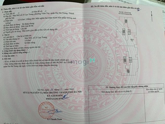 Bán căn hộ chung cư 119m² giá 7 tỷ - Lạc Trung Hai Bà Trưng, cơ hội hiếm có!