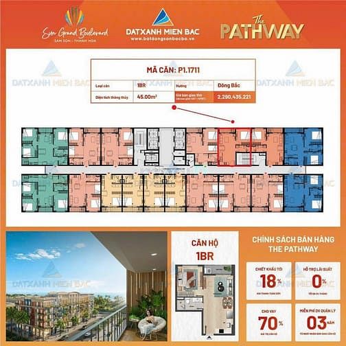 Căn hộ 1 PN The Pathway Sầm Sơn 45m² giá 2.3 tỷ - Cơ hội hiếm có!
