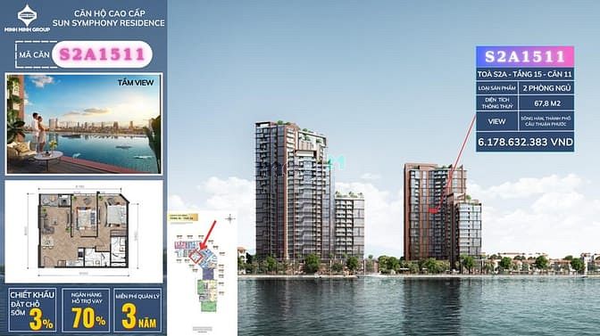 Căn hộ Sun Symphony Residence 68m² giá 6.2 tỷ - Cơ hội vàng đầu tư!