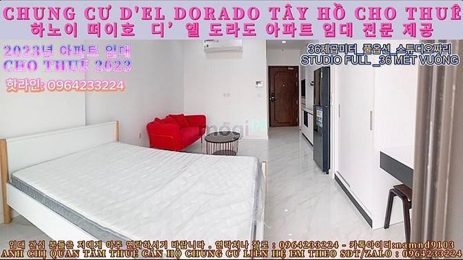 Căn hộ D’el Dorado Tây Hồ 36m² giá 10 triệu - Cơ hội hiếm có!