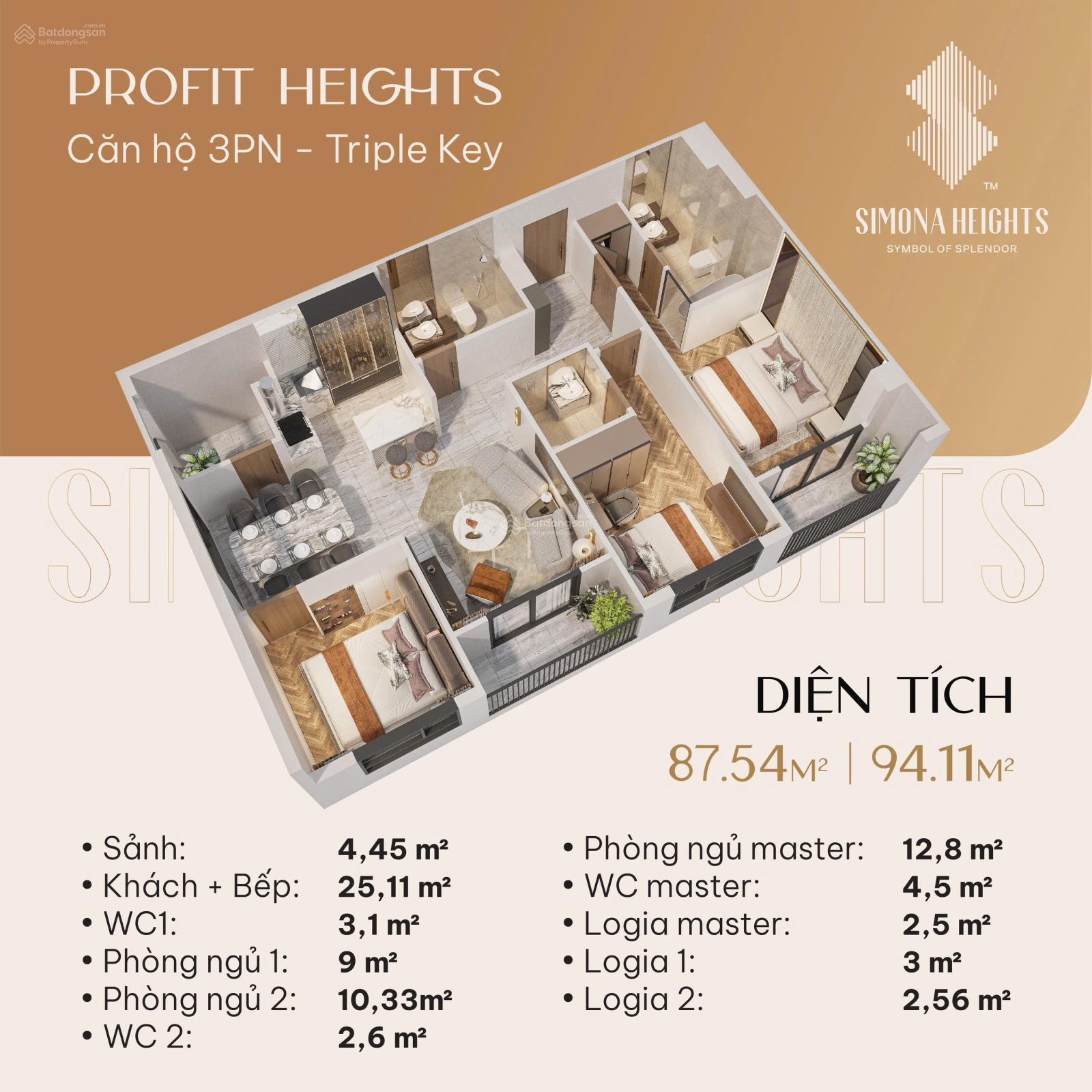 Căn hộ Simona Heights 94m² giá 3,4 tỷ - Cơ hội đầu tư hấp dẫn!