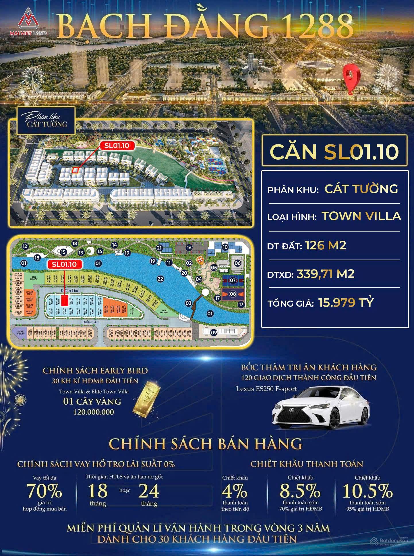 Biệt thự tứ lập Bạch Đằng 1288, 126m² chỉ 14.29 tỷ - Cơ hội hiếm có!