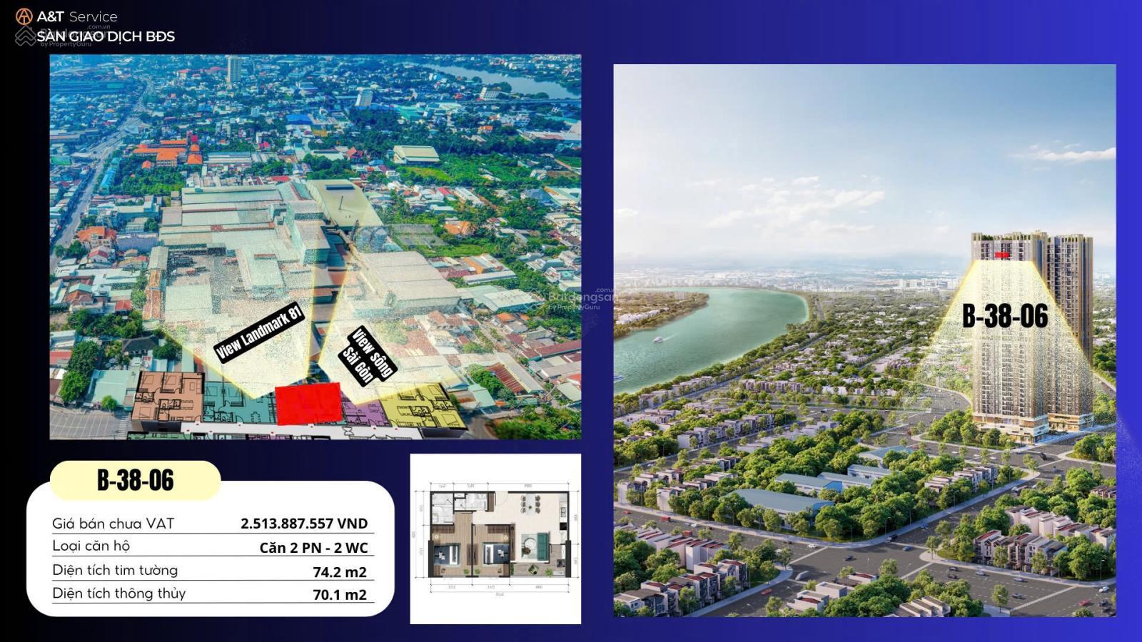 Căn hộ A&T Sky Garden 74m² giá 2.664 tỷ - Cơ hội sở hữu đẳng cấp!