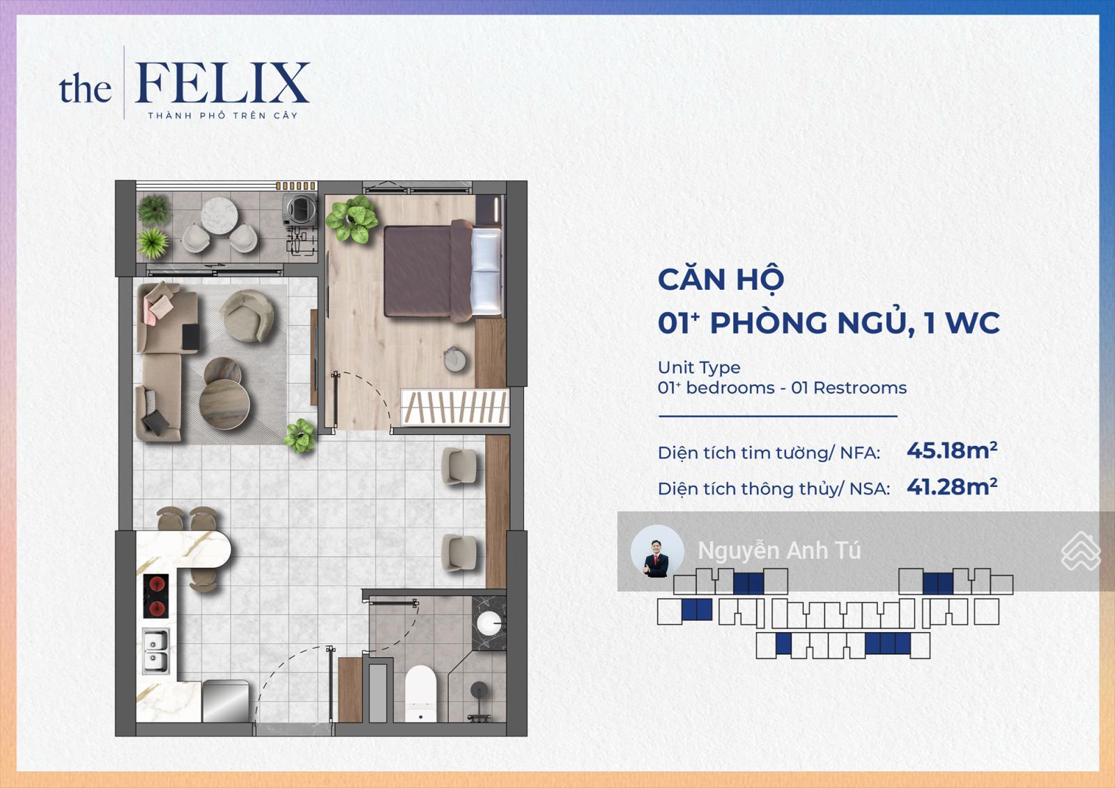 Căn hộ The Felix 45m² giá 1.9 tỷ - Cơ hội sở hữu ngay!