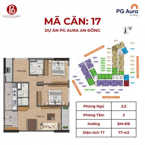 Căn hộ 3PN, 2WC 77m² tại PG Aura An Đồng - Giá 21 triệu/m², Cơ hội hiếm!