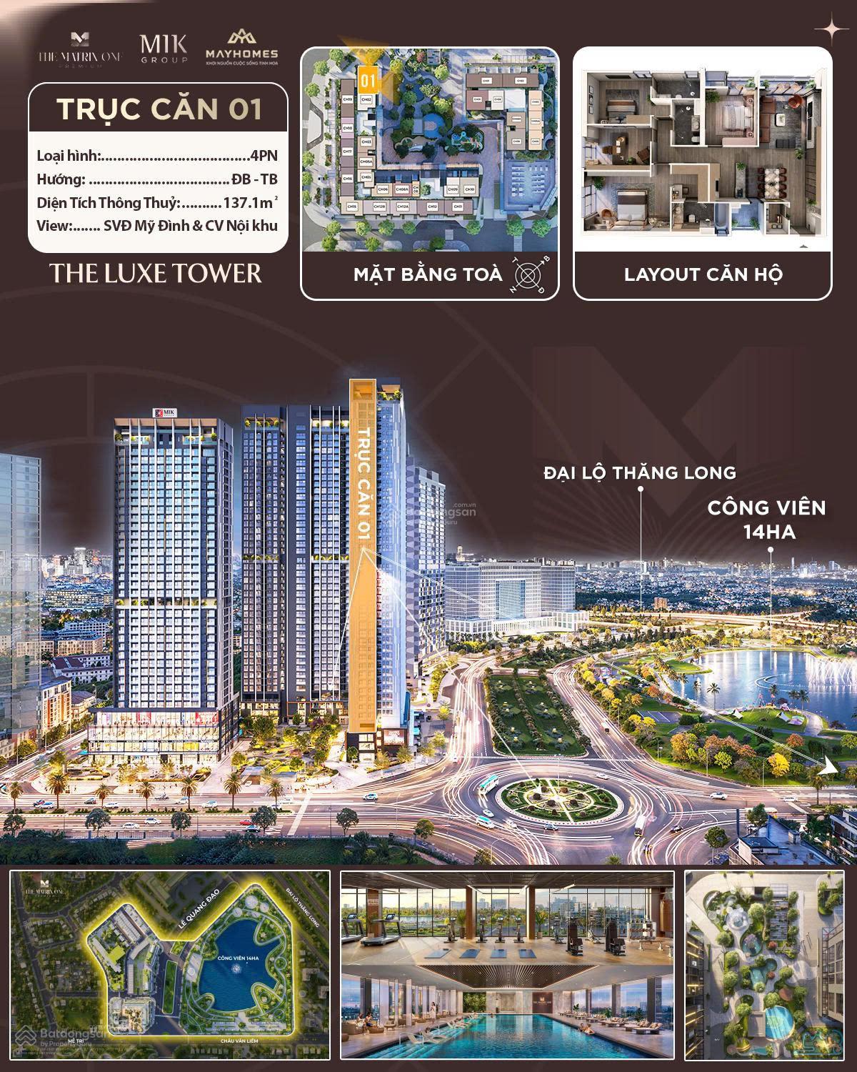 Căn hộ 4PN, 3WC 137m² The Matrix One giá 15,7 tỷ - Cơ hội vàng!