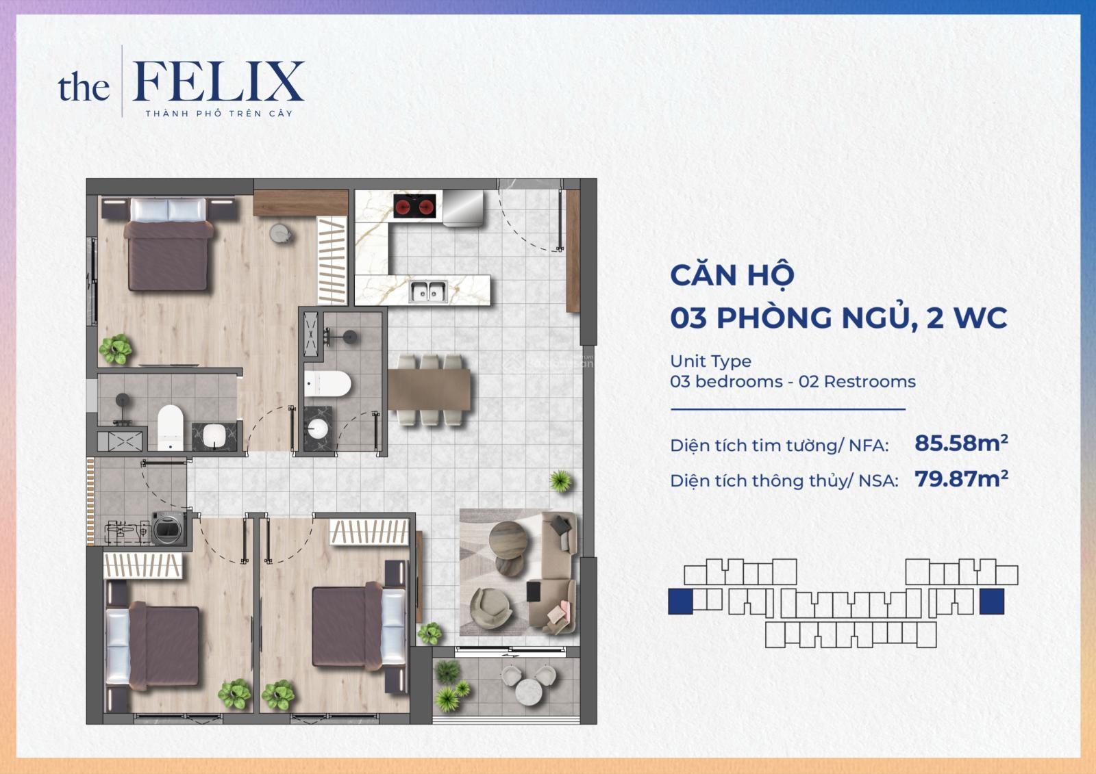 Căn hộ The Felix 85m² giá 3.5 tỷ - Suất nội bộ cực tốt!