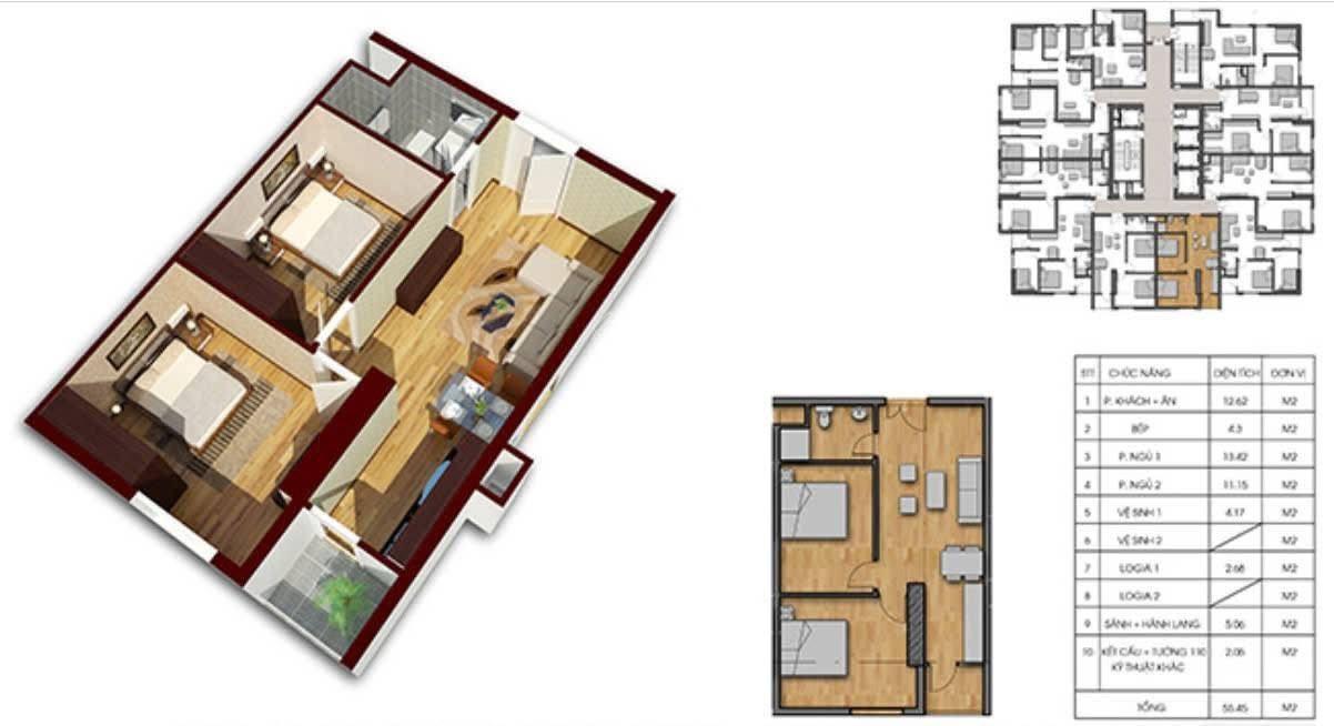 Căn hộ 2PN 60m² giá 2,6 tỷ tại CT Number One, Hoài Đức - Cơ hội vàng cho gia đình!