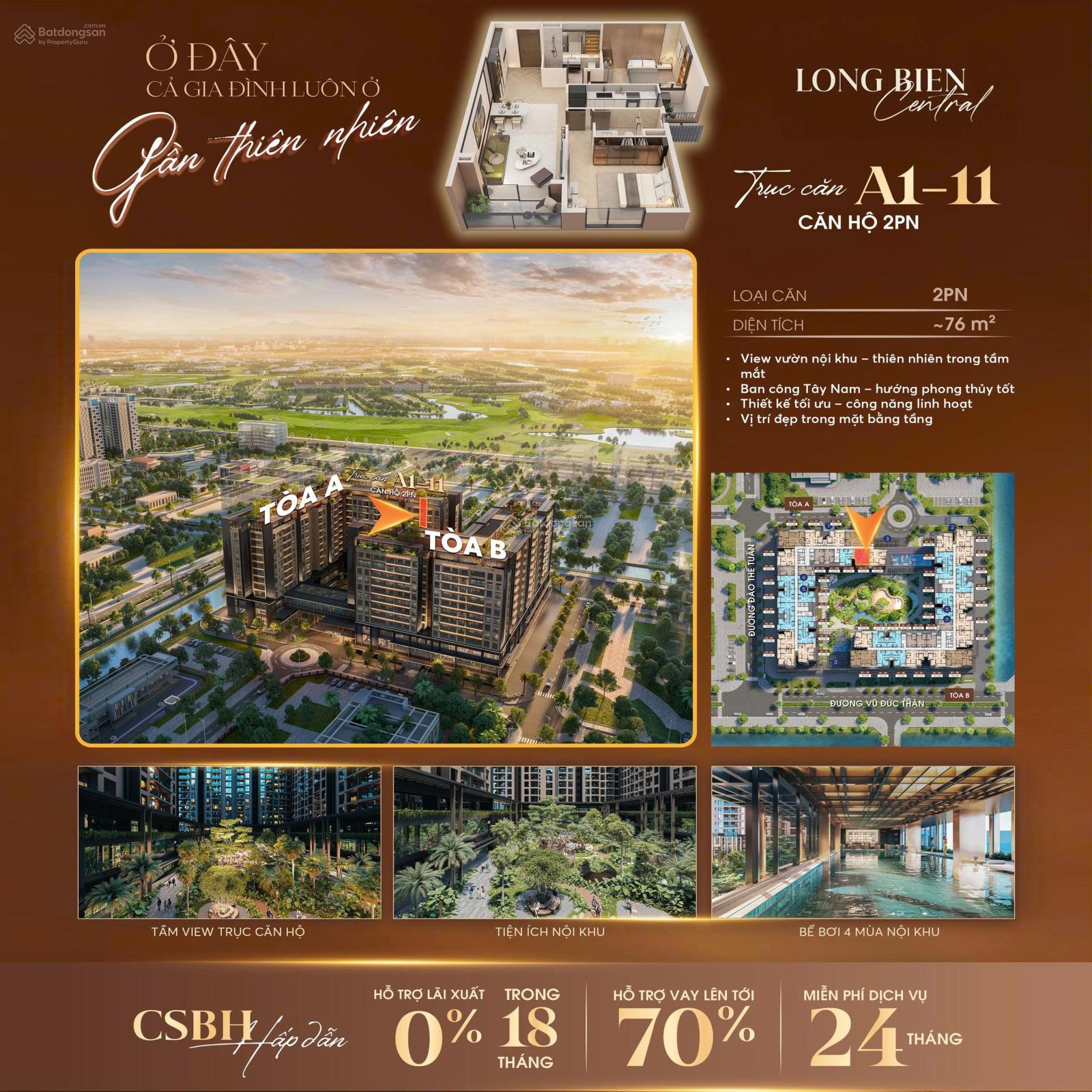 Căn hộ Long Biên Central 76m² giá 8.436 tỷ - Cơ hội đầu tư đẳng cấp!