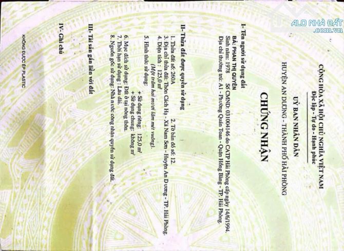 Bán lô đất 125m² Cách Hạ, Nam Sơn, An Dương - Cơ hội hiếm giá 1,78 tỷ!