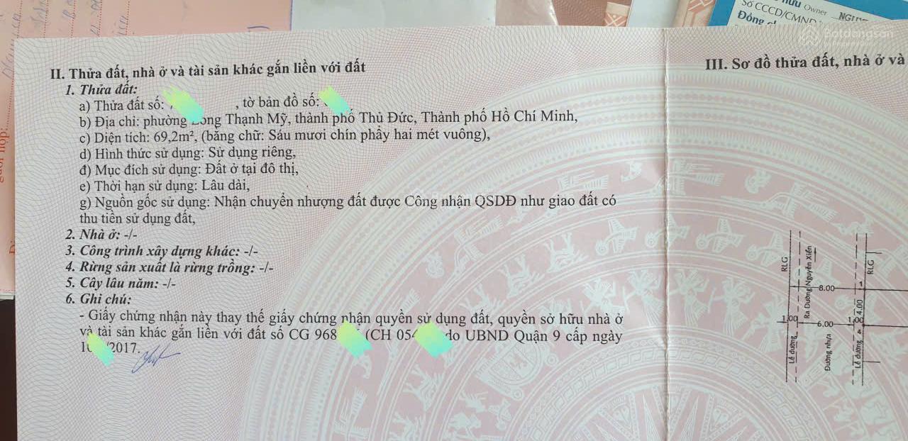 Đất nền 69.2m² gần Vinhome Grand Park Quận 9 - Cơ hội đầu tư tuyệt vời!