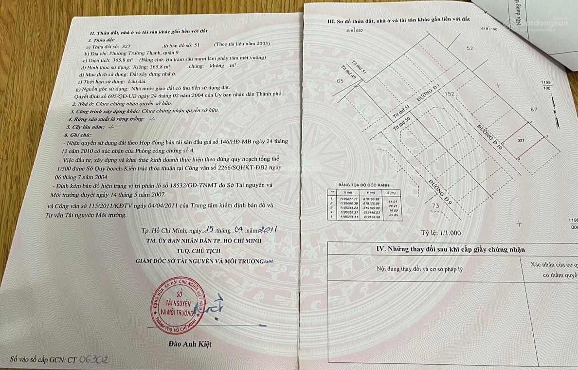 Biệt thự đất nền Trường Thạnh 1 365.8m² giá 15.9 tỷ - Cơ hội vàng cho nhà đầu tư!