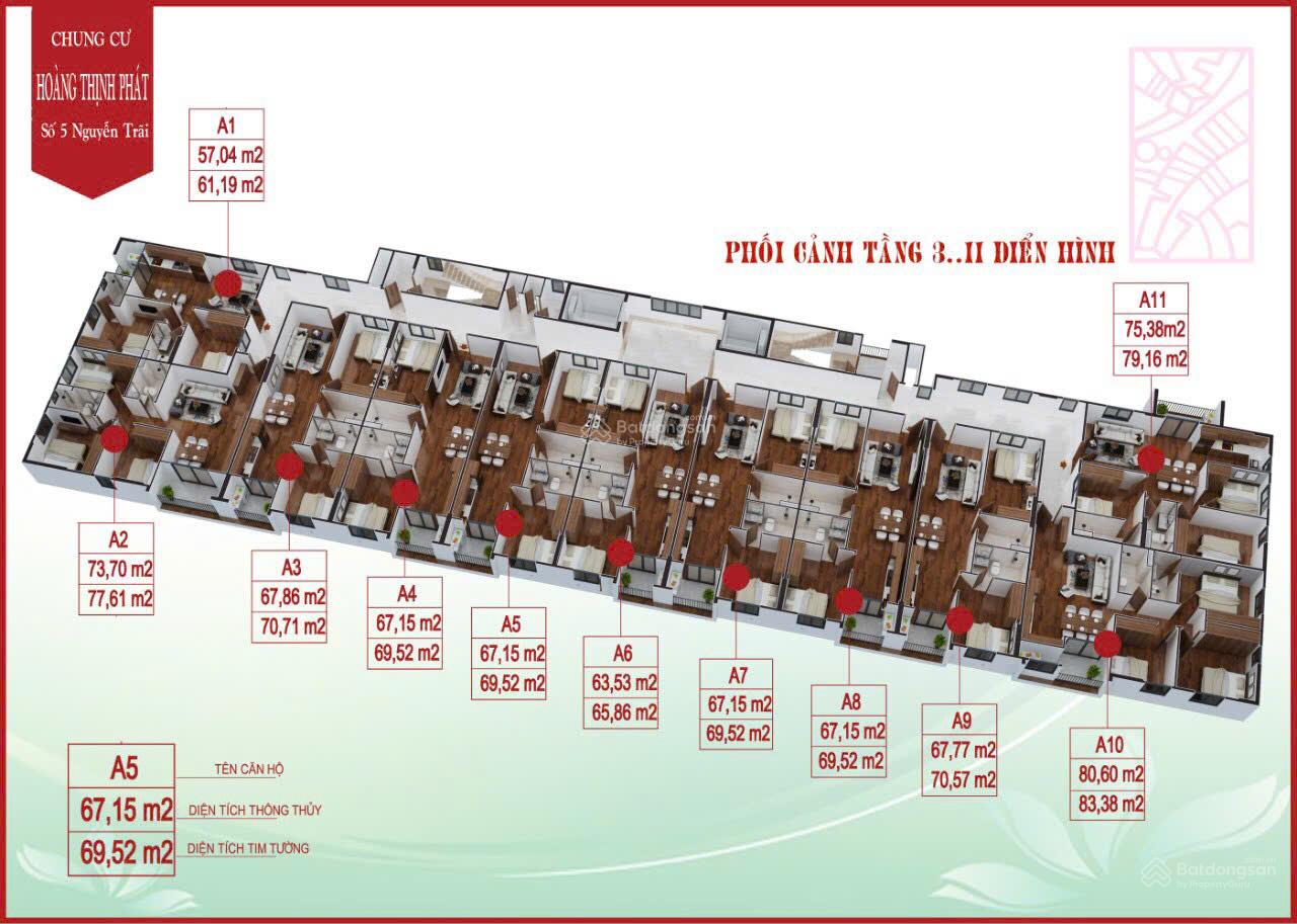 Chung cư Hoàng Thịnh Phát 69m² giá thỏa thuận - Vị trí đắc địa Nguyễn Trãi!