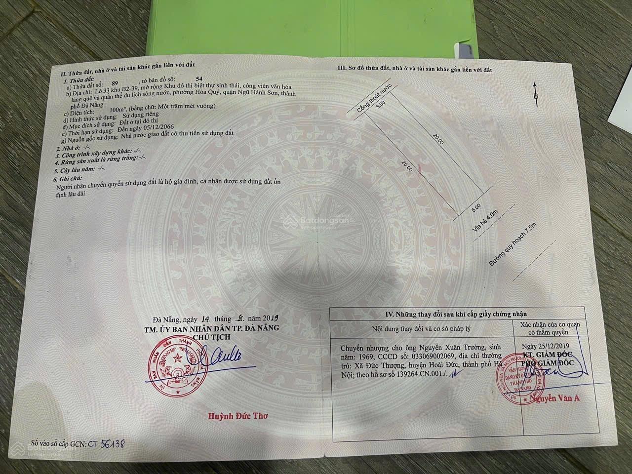 Đất nền Hòa Quý 100m² giá 6.1 tỷ - Cơ hội đầu tư hấp dẫn!