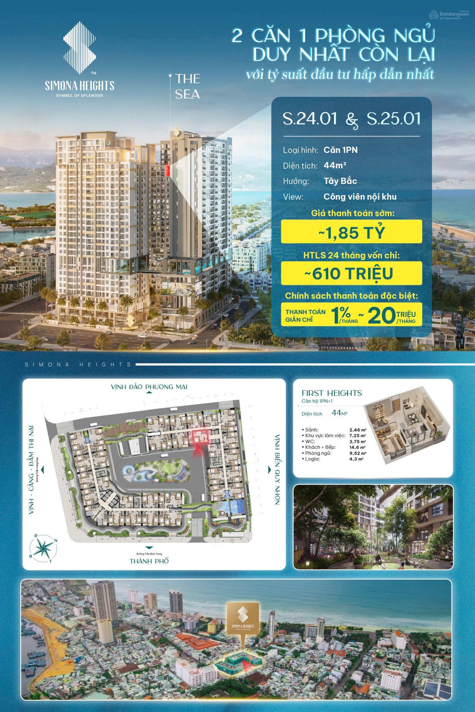 Căn hộ Simona Heights 44m² giá 1,85 tỷ - Cơ hội đầu tư hấp dẫn!