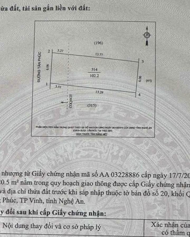 Đất mặt đường Tân Phúc, Trường Vinh 102m² giá 6 tỷ - Vị trí kinh doanh lý tưởng!