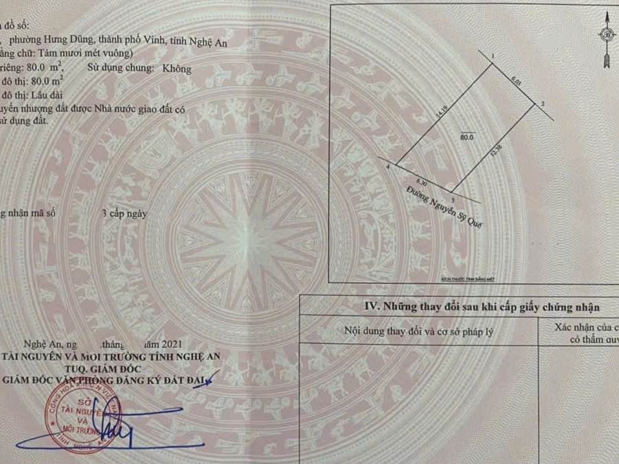 Nhà mặt đường Nguyễn Sỹ Quế, Vinh 80m² giá 5.16 tỷ - Đường rộng, kinh doanh thuận lợi!