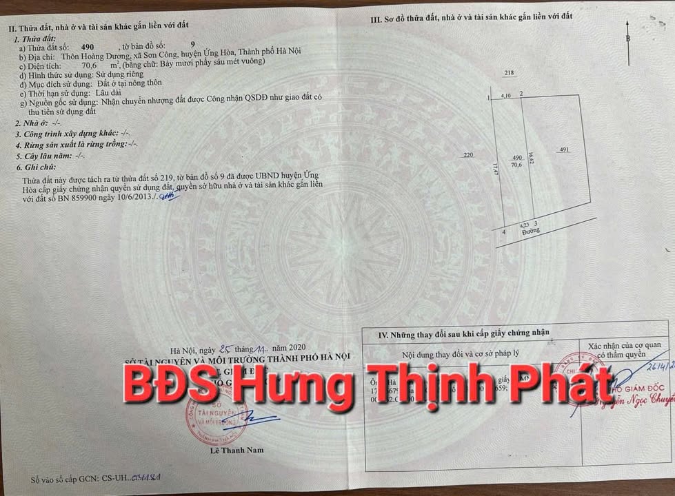 Đất thổ cư xã Vân Đình, huyện Ứng Hòa, Hà Nội 70.6m² giá chỉ 2 tỷ - Đầu tư sinh lời!