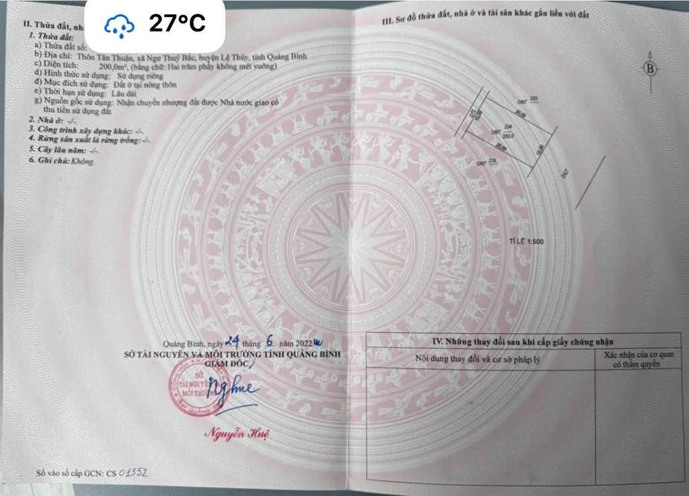 Đất nền Ngư Thủy Bắc, Lệ Thủy, Quảng Bình 200m² giá 1.8 tỷ - Gần bãi tắm Tân Hải!