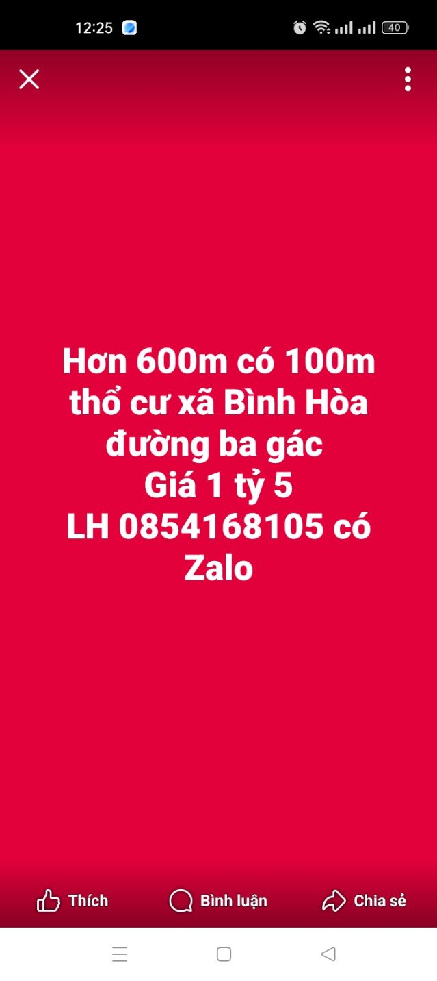Đất thổ cư 100m² tại xã Bình Hòa, Vĩnh Cửu - Giá chỉ 1.5 tỷ!