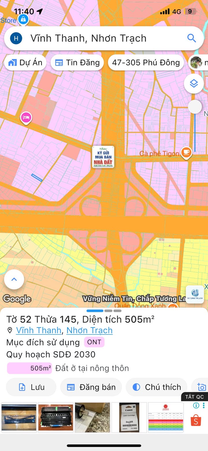 Đất thổ cư 505m² mặt đường Hùng Vương, Nhơn Trạch - Giá 6.75 tỷ!