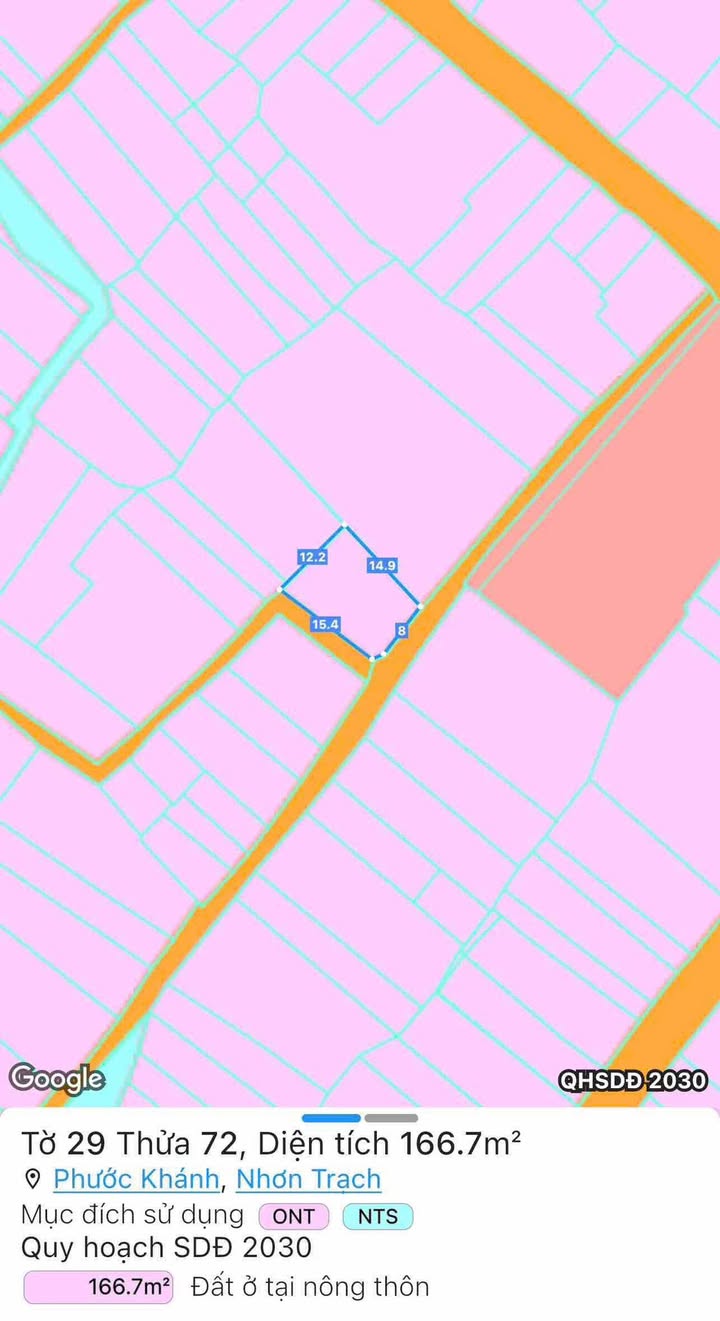 Đất thổ cư Phước Khánh 166m² giá 1.85 tỷ - Vị trí đẹp, tiện ích đa dạng!
