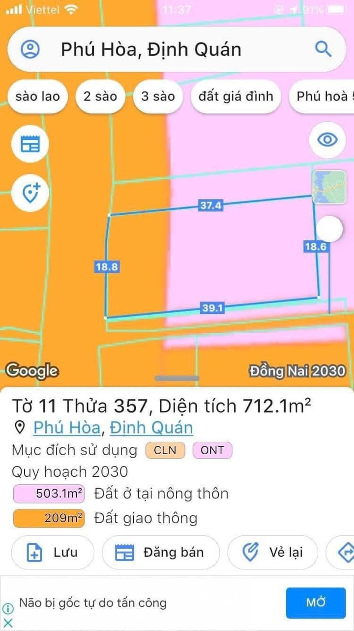 Đất thổ cư Phú Hòa, Định Quán 50m² giá chỉ 130 triệu - Đầu tư sinh lời ngay!