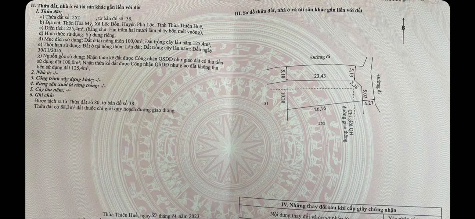 Đất nền Thôn Hòa Mỹ, Xã Lộc Bổn 225m² giá 500 triệu - Đầu tư tuyệt vời!