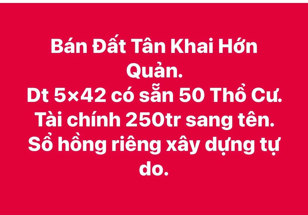 Đất Tân Khai Hớn Quản 210m² giá 250 triệu - Sổ hồng riêng, xây dựng tự do!