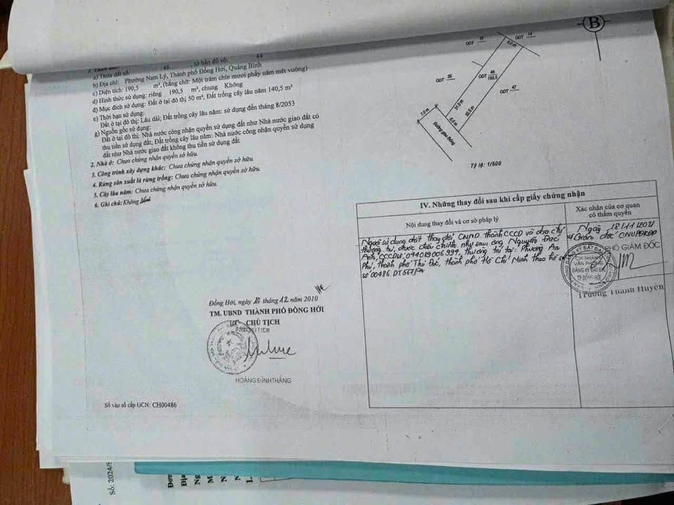 Đất mặt tiền Trần Văn Chuẩn, Nam Lý 192m² giá 2.5 tỷ - Cơ hội đầu tư không thể bỏ lỡ!