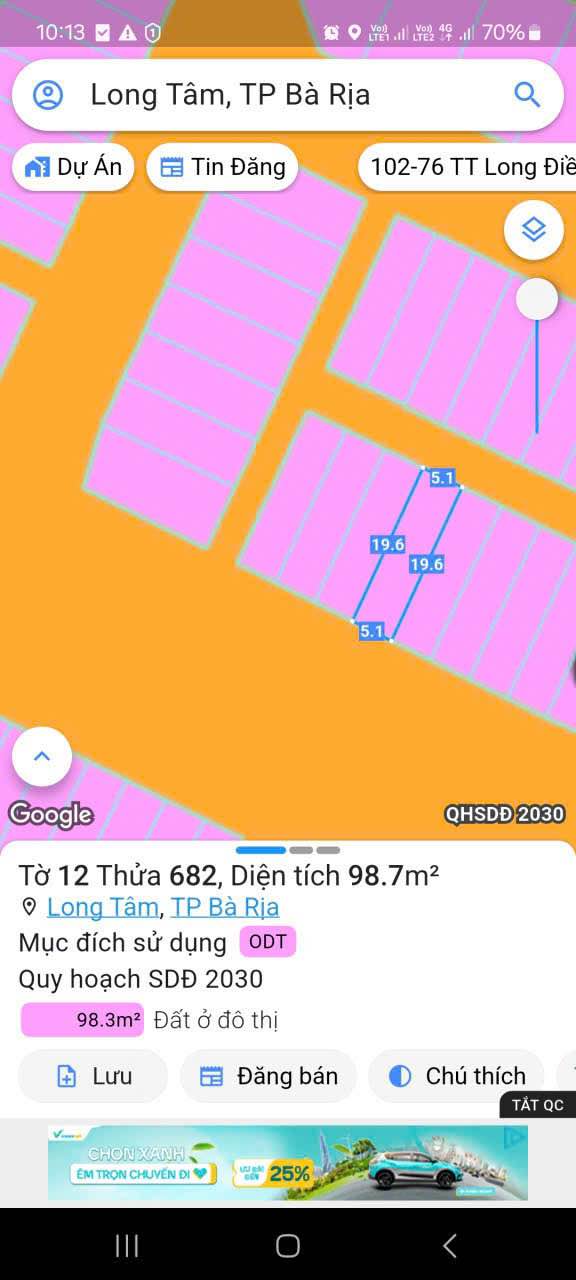 Đất mặt tiền Hoàng Hoa Thám, Long Tâm, Bà Rịa - 95m² giá 3.5 tỷ - Cơ hội đầu tư hấp dẫn!