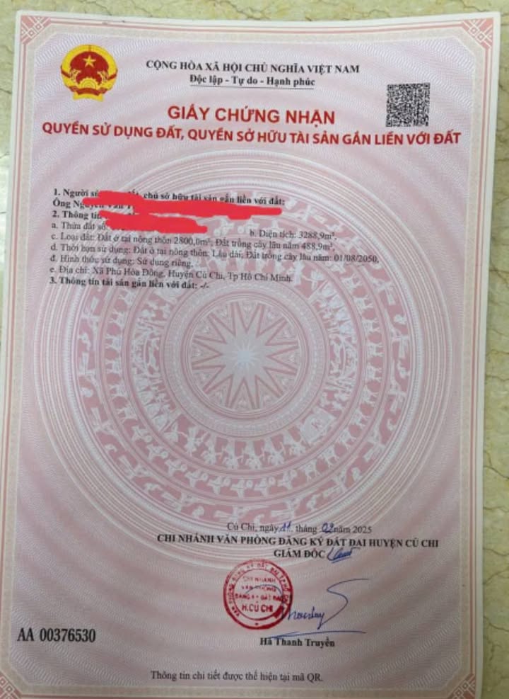 Đất thổ cư chính chủ tại Củ Chi 3.288,9m² giá chỉ 16 tỷ - Đầu tư sinh lời hấp dẫn!