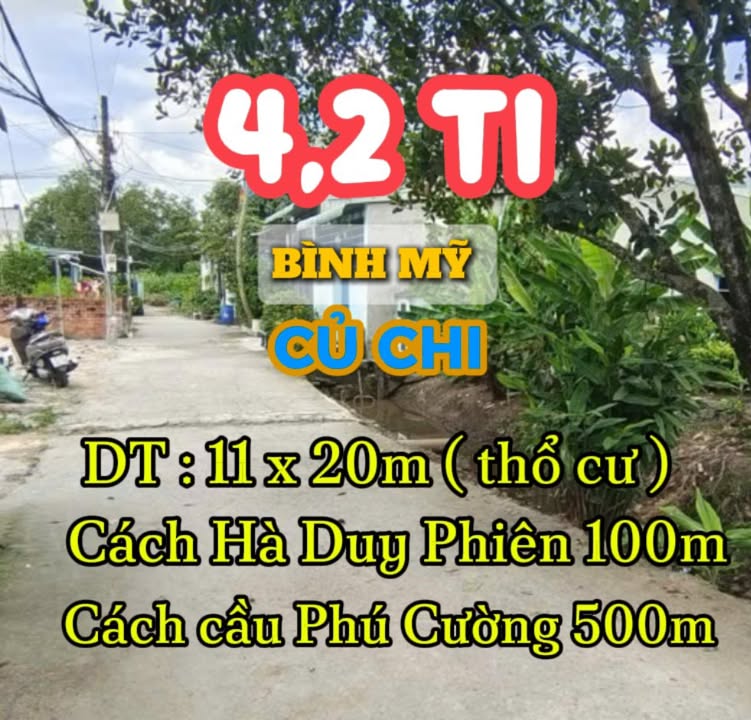 Đất nền Bình Mỹ, Củ Chi 220m² giá 4.2 tỷ - Đầu tư sinh lời tuyệt vời!