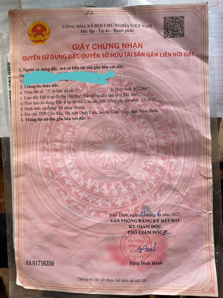 Đất mặt tiền 9.5m tại Quất Lâm, Giao Thủy - Cơ hội đầu tư tuyệt vời!