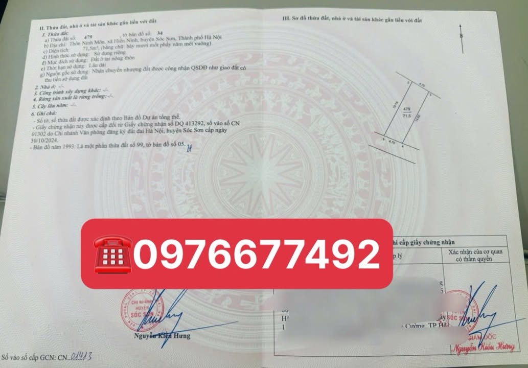 Đất nền Hiền Ninh, Sóc Sơn 71.5m² - Đường ô tô thông thuận tiện