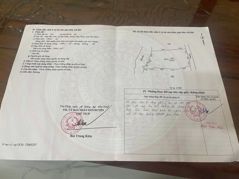 Đất thổ cư xã Bảo Hiệu, huyện Yên Thủy, 1569m² - Giá tốt, vị trí đắc địa!