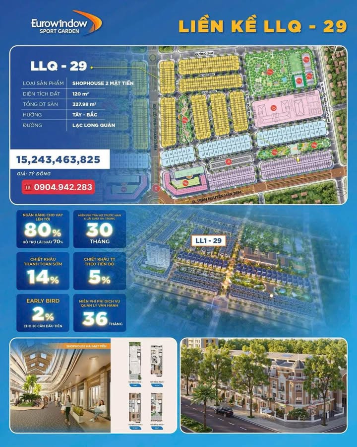 Shophouse 2 mặt tiền đường Lạc Long Quân, 120m² giá 15.243 tỷ - Đầu tư sinh lời ngay!