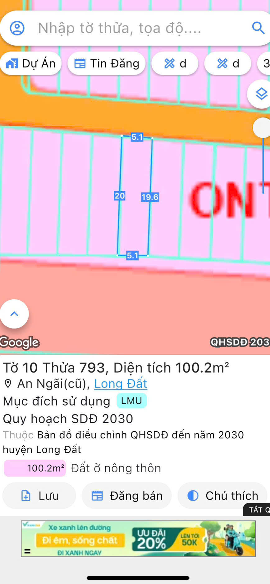 Đất nền An Ngãi, Long Đất 100m² giá 1.05 tỷ - Sổ hồng chính chủ, thổ cư đầy đủ!