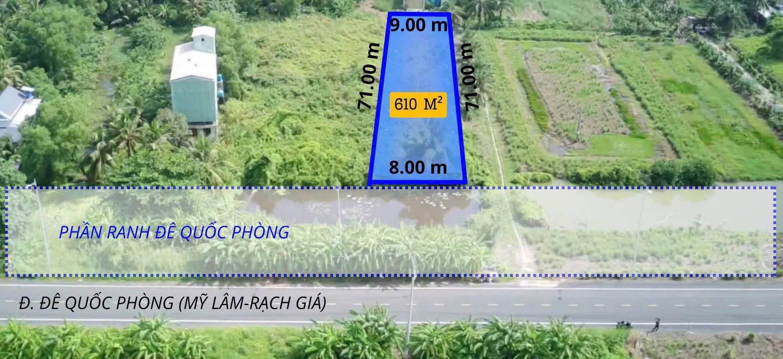 Đất vườn 610m² tại Vĩnh Thông, Rạch Giá - Cơ hội đầu tư tuyệt vời!