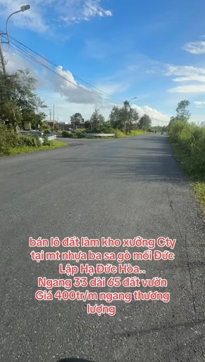 Đất kho xưởng mặt tiền đường Ba Sa, Đức Hòa - Diện tích 2145m², giá 8.58 tỷ - Sổ đỏ chính chủ!