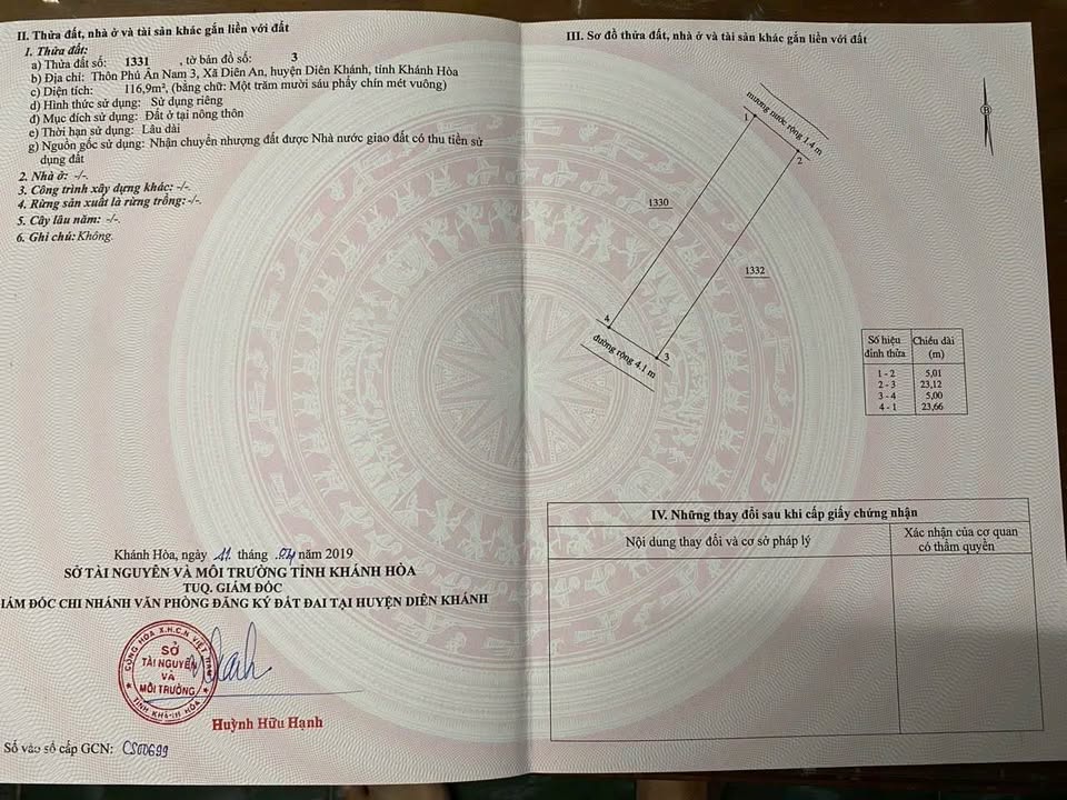 Đất nền Diên An, Diên Khánh 116.9m² giá 1.7 tỷ - Sổ đỏ đẹp, thổ cư 100%!