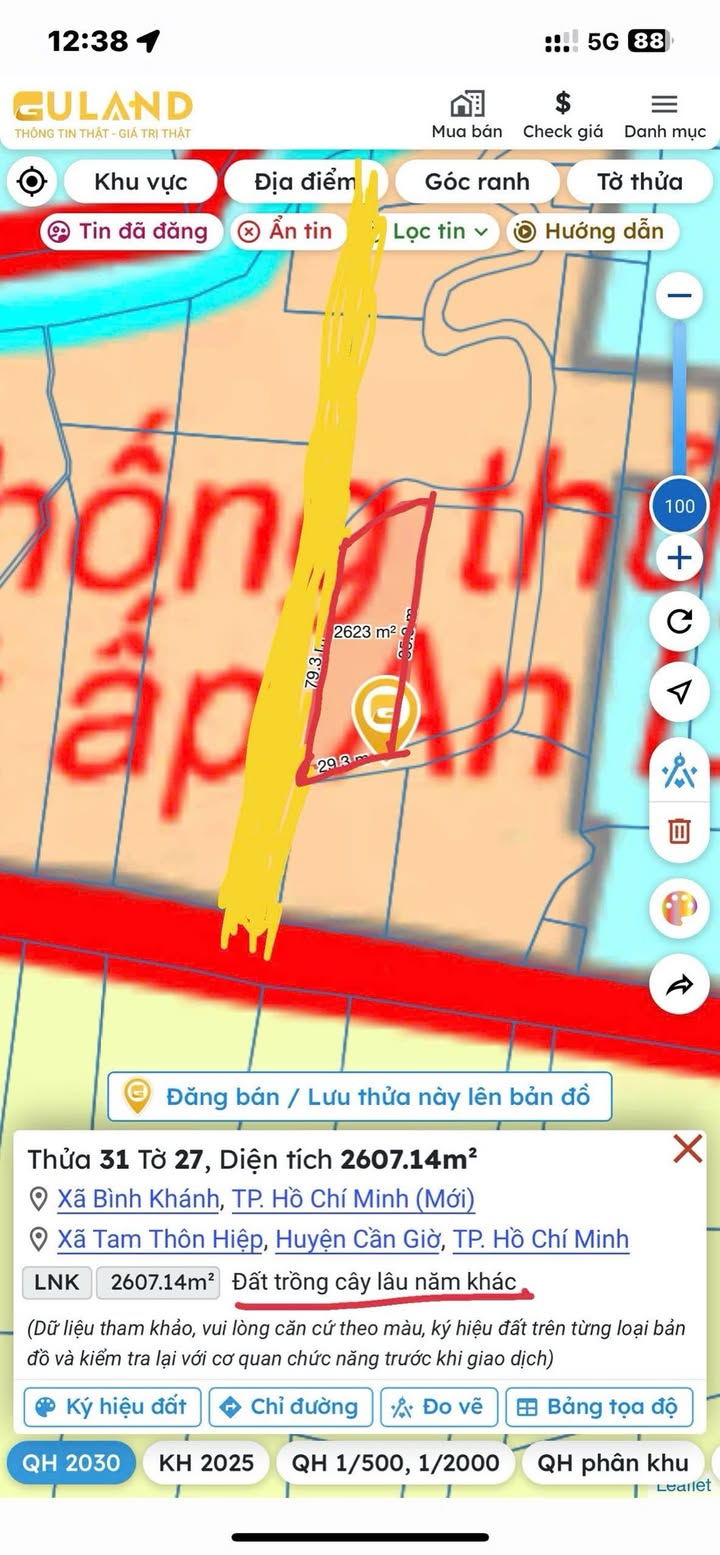 Đất nền Tam Thôn Hiệp Cần Giờ 2610m² giá 2.322 tỷ - Đầu tư sinh lời hấp dẫn!