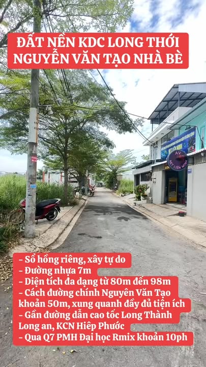 Đất nền KDC Bài Chòi Nhà Bè 80m² giá 3.8 tỷ - Đầu tư sinh lời nhanh chóng!
