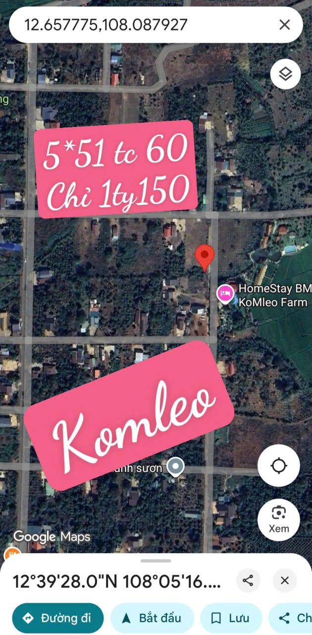 Đất thổ cư 255m² tại Kom Leo, Buôn Ma Thuột - Giá chỉ 1.15 tỷ, cơ hội đầu tư hấp dẫn!