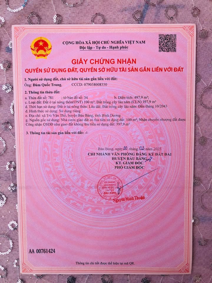 Đất nền Bầu Bàng Bình Dương 280m² giá 850 triệu - Đầu tư sinh lời ngay!