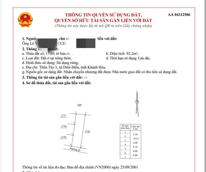 Lô đất Diên Sơn 92,2m² giá chỉ 825 triệu - Cơ hội đầu tư tuyệt vời!
