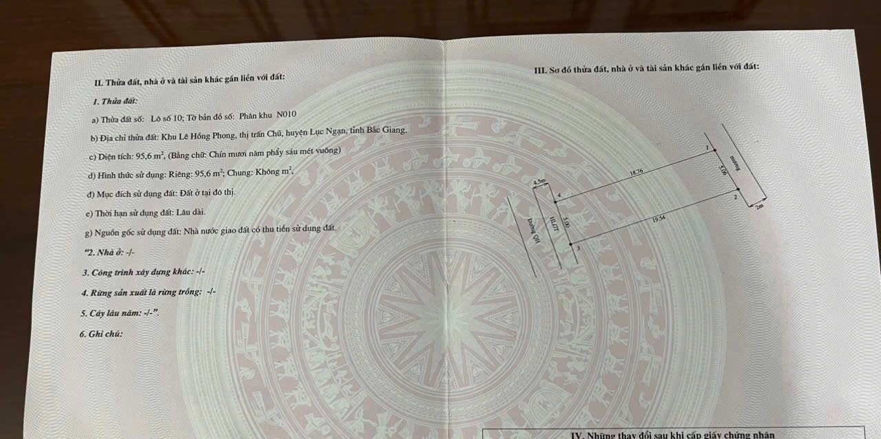 Đất thổ cư Lê Hồng Phong, Lục Ngạn 92.5m² giá 2 tỷ - Cơ hội đầu tư hấp dẫn!