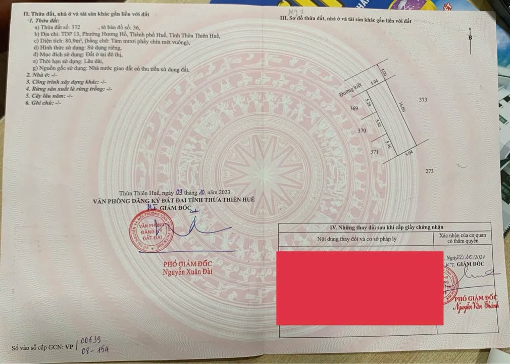 Lô đất Hương Hồ, TP Huế 80m² giá 420 triệu - Đường ô tô vào tận nơi!